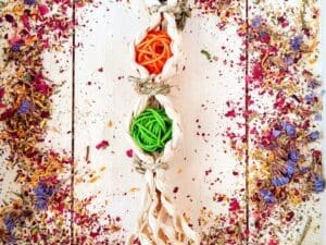 Hanging Cage Rattan Balls and Woven Corn Leaves Treat and Toy for Rabbit, Chinchilla, Hamster, Guinea Pig and Small Animals.