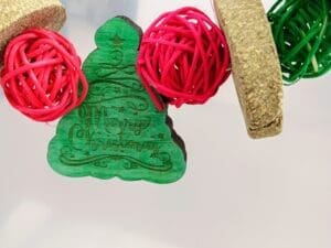 Christmas Timothy Hay and Rattan Ball Rabbit Hanging Cage Treats for Rabbit, Chinchilla, Hamster, Guinea Pig and Small Animals.