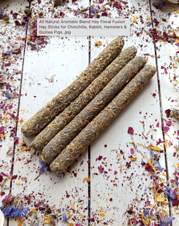 All Natural Aromatic Blend Hay Floral Fusion Hay Stick for Chinchilla, Rabbit, Hamster & Guinea Pigs.