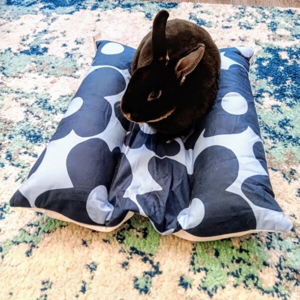 New Bunny Flop Bed, Loaf Rabbit Bed, Lounger Bed, Pillow Bed, Cuddle Cushion for Bunny Rabbit. Comes with Ice Tray Pocket for Summer Cooling