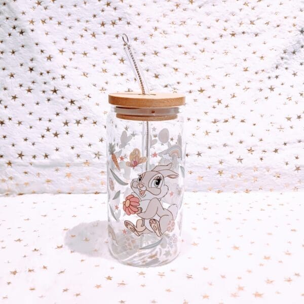 16 oz Tumbler Glass Rabbit Flower Art Theme Cup . The perfect Rabbit Lover Moms Gift. The ultimate companion for all your sipping pleasures - Image 11