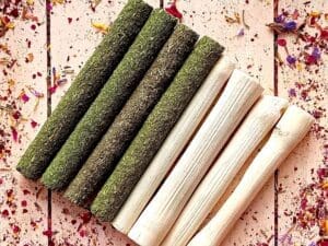 Sweet Bamboo Stick and Hay Stick Chew Treat for Rabbits, Gerbils, Hamster, and Guinea Pigs