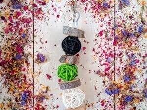 Hanging Cage Rattans and Wood Chips Treat and Toy for Rabbit, Chinchilla, Hamster, Guinea Pig and Small Animals.