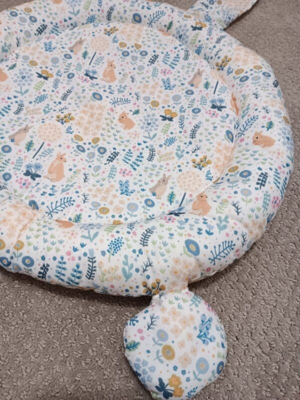 Bunny Shaped Flop and Loaf Rabbit Bed Lounger and Pillow Cuddle Cushion for Bunny Rabbits.