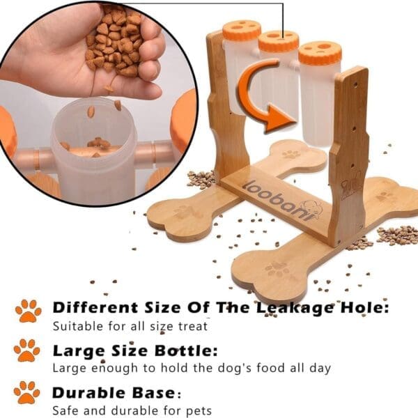 Interactive Wooden Dog Snack Dispenser Feeder Puzzle Toy - Image 6