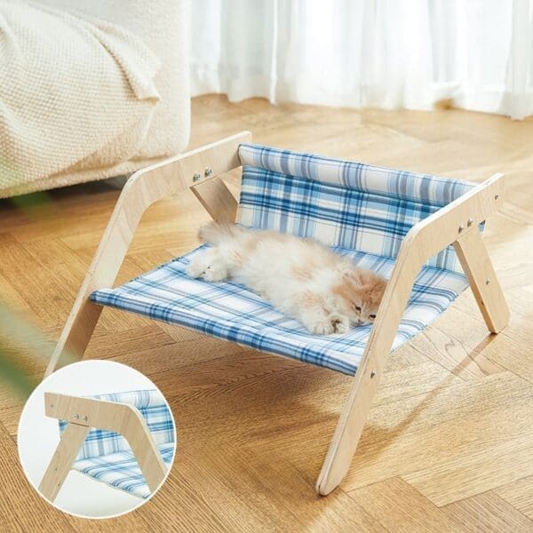 Cat Beach Chair Summer All Seasons Elevated Cat Bed Cat Comfort Sleeping Nest House - Image 3